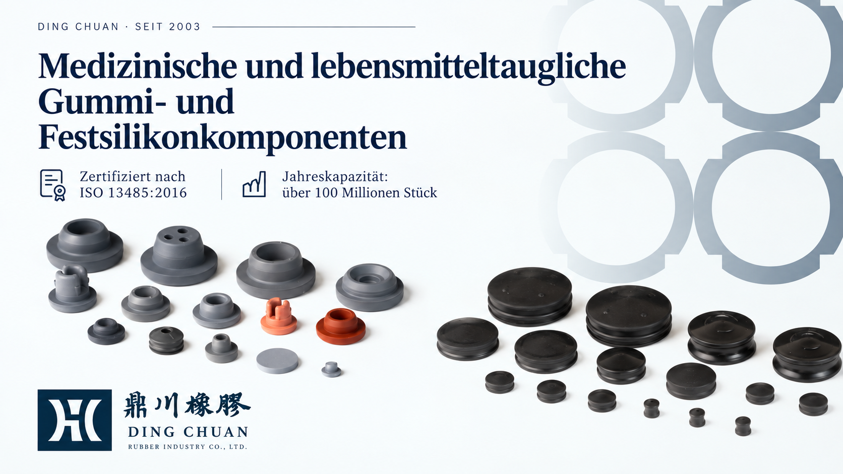 Medizinische und lebensmitteltaugliche Gummi- und Festsilikonkomponenten
